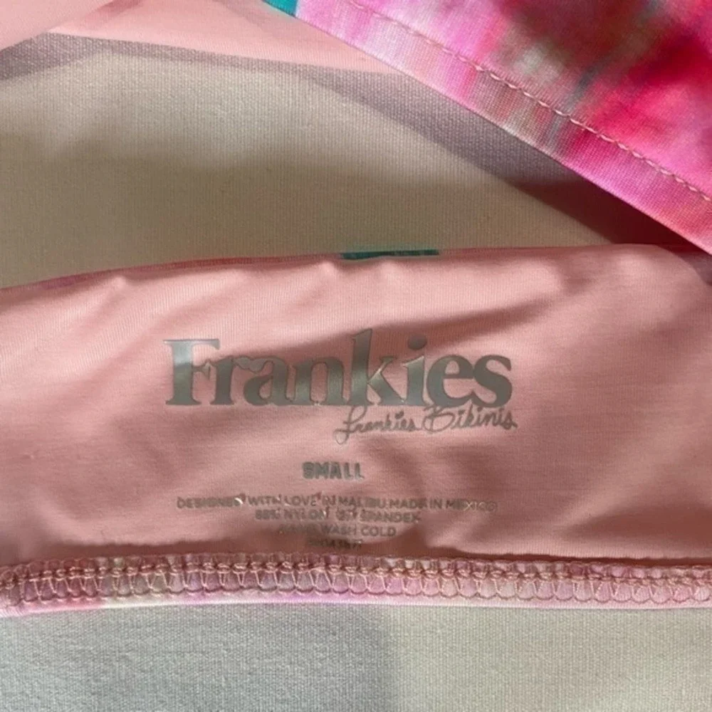 Frankie’s Bikinis Rare Kendall Trippy Multicolor Tie Shoulder Bikini Swim Top S